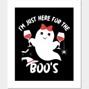 I'm Just Here for the Boos | Cute Halloween Ghost Posters and Art